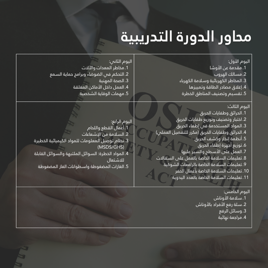 الصحة والسلامة المهنية بمعايير الأوشا الأمريكية OSHA